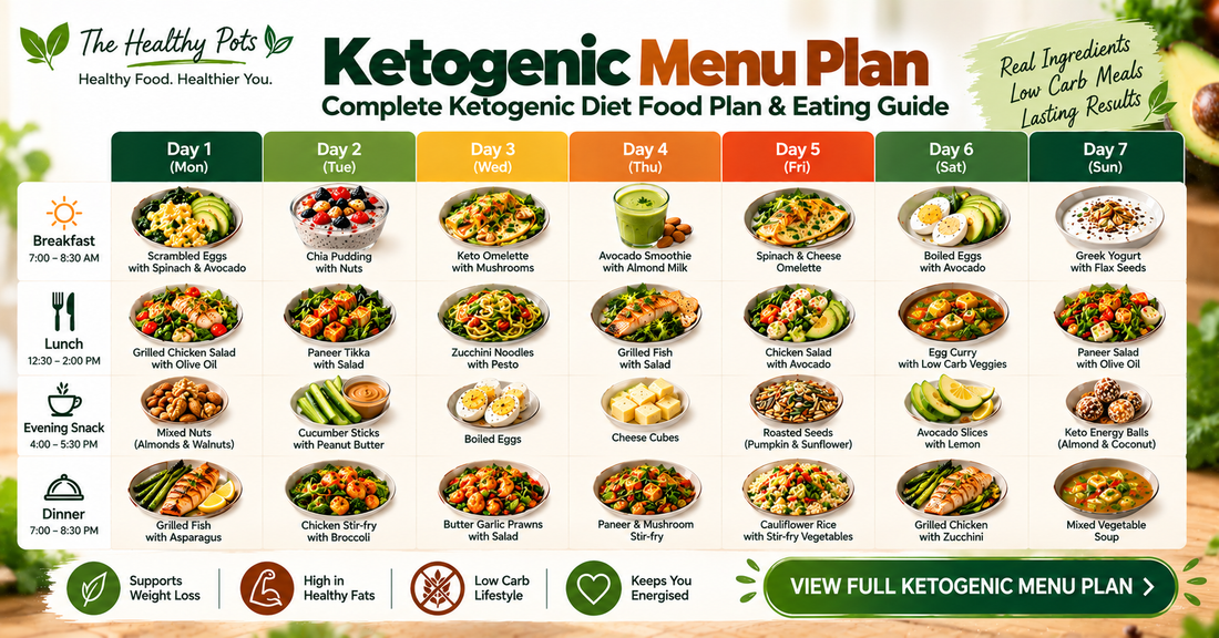 Ketogenic Menu Plan: Complete Ketogenic Diet Food Plan & Eating Guide By The Healthy Pots