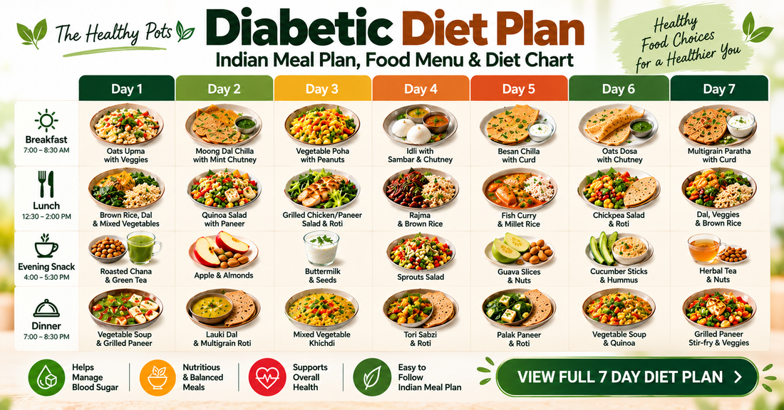 Diabetic Diet Plan: Indian Meal Plan, Food Menu & Diet Chart By The Healthy Pots