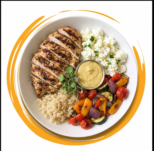 Healthy meal subscription in Kolkata with grilled chicken, fresh vegetables, and balanced nutritious diet meals.