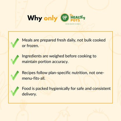Fresh, portion-controlled meals prepared daily for a reliable Meals subscription in Kolkata.