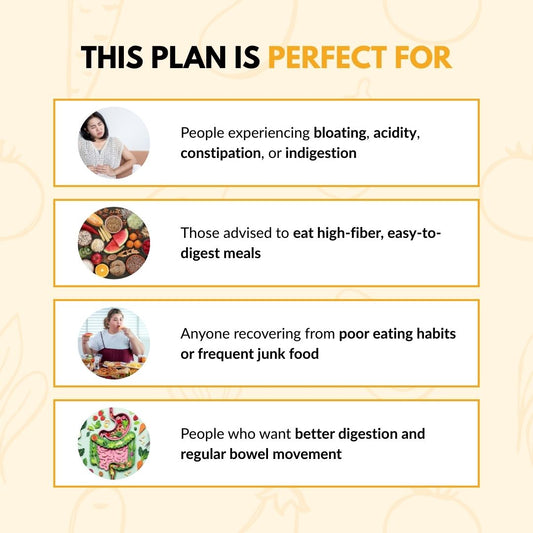 Infographic showing who benefits from a digestive-friendly meal plan by a Meal subscription in Kolkata.