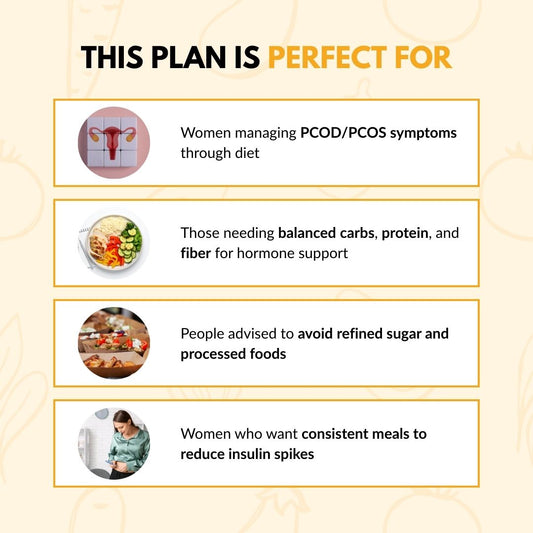 Infographic showing who benefits from a PCOS diet plan with Healthy Meals in Kolkata.