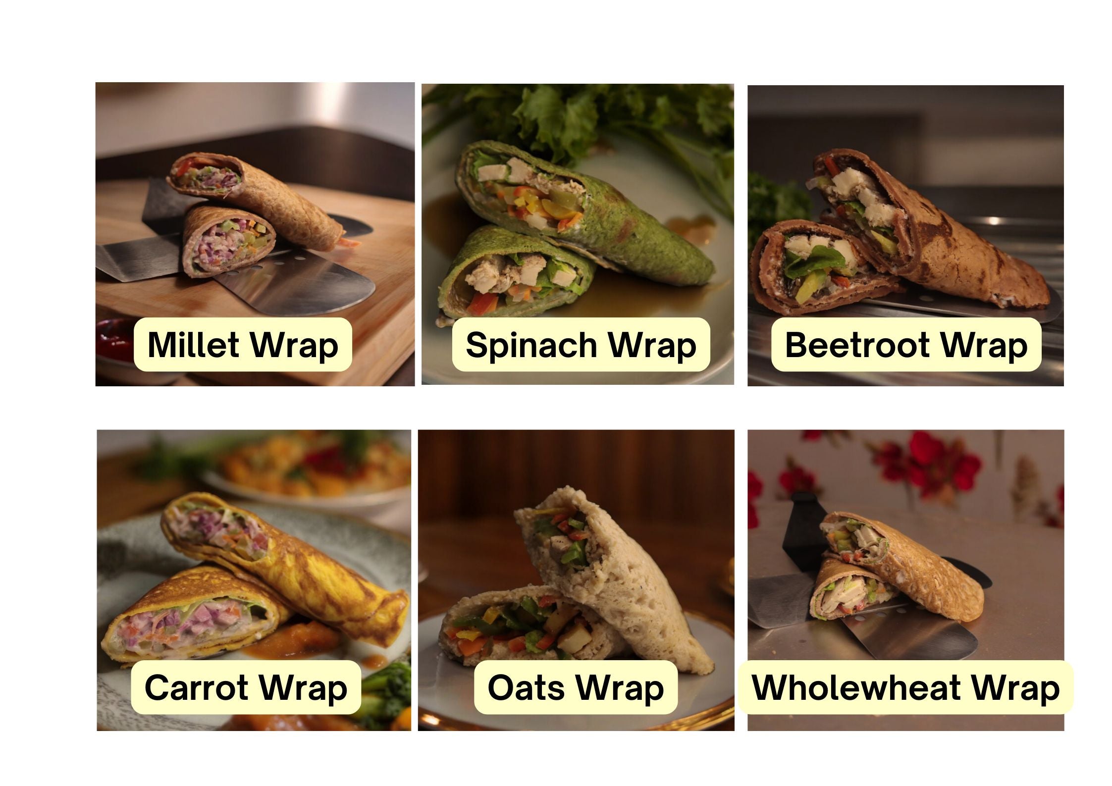 Assorted healthy wraps with vibrant vegetables, perfect for a nutritious meal and healthy lunch delivery in Kolkata.