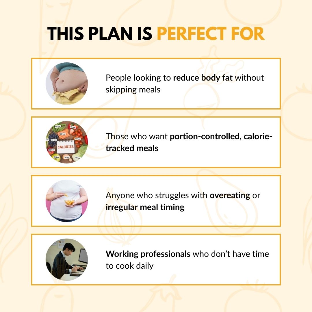 Infographic showing who benefits from calorie-controlled Healthy Meals in Kolkata.